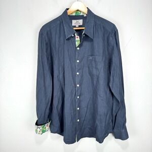Men's Long-Sleeve Button-Down Shirt in Navy with Contrast Trim
